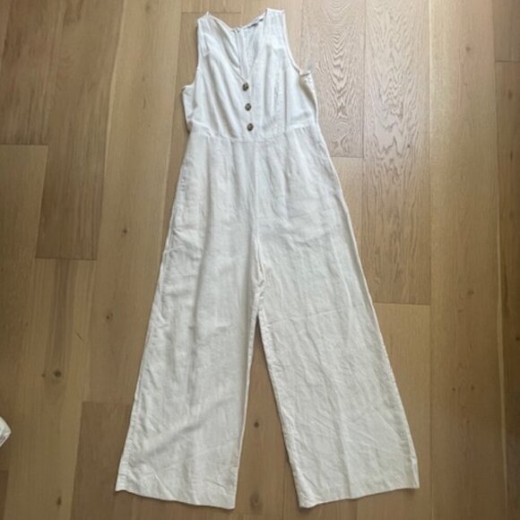 Madewell Linen-Blend Sleeveless Button-Front Jumpsuit Size 4 - Picture 4 of 9